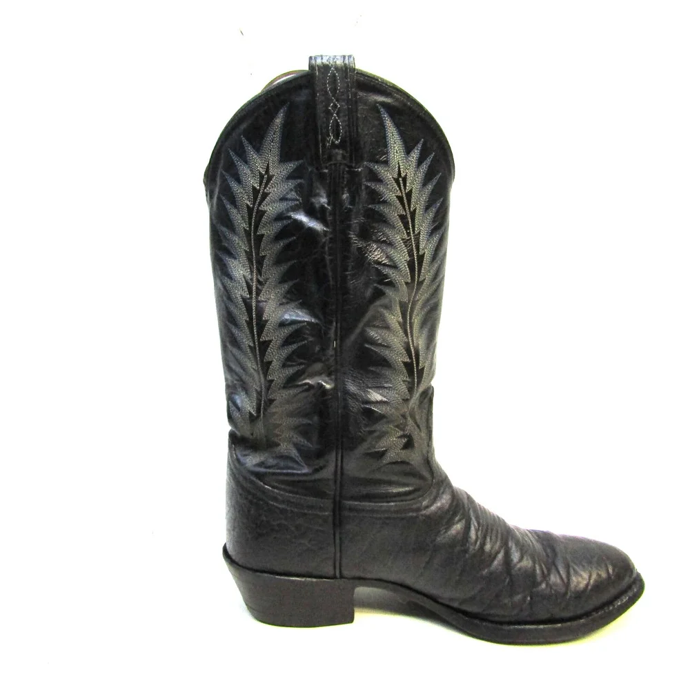 TONY LAMA Mens Size 8.5 EE Black Leather Cowboy Western Boots